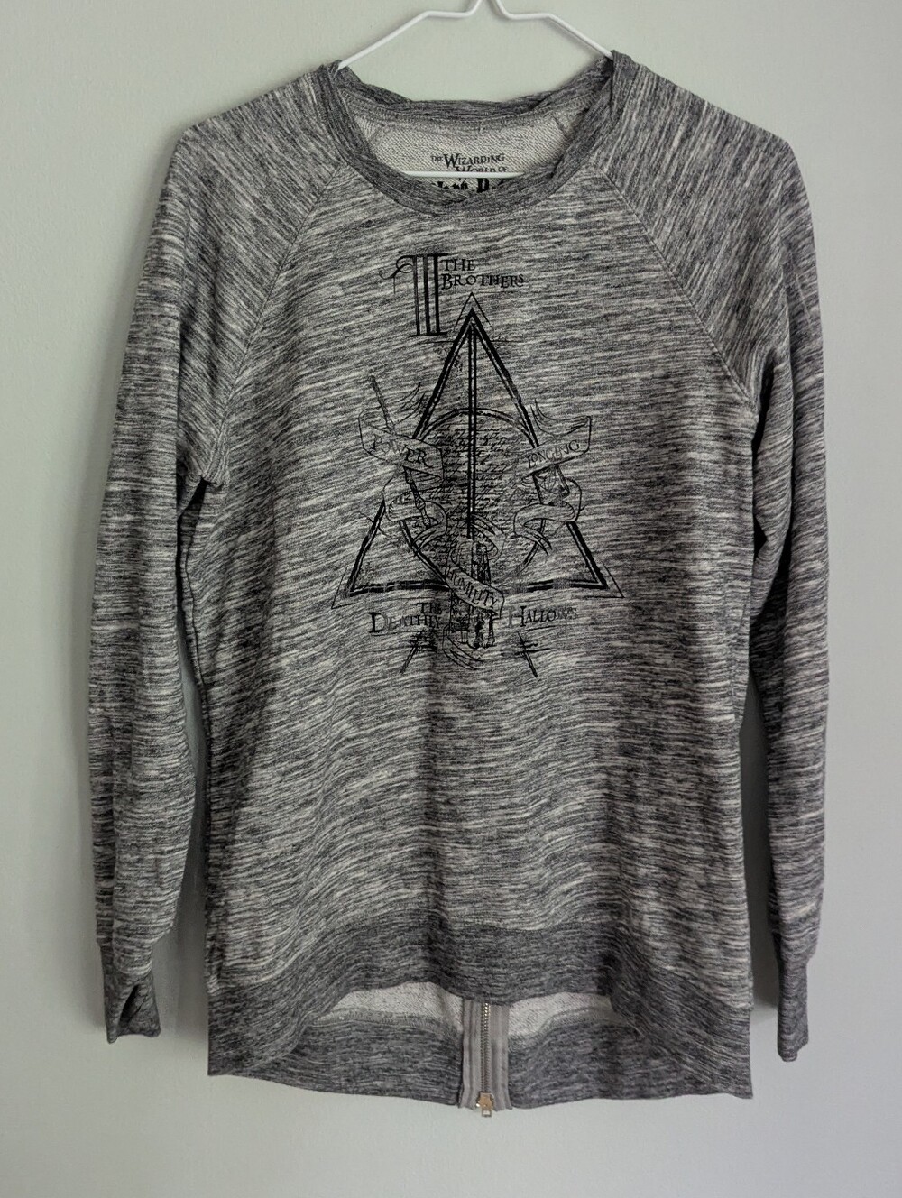 Wizarding World of Harry Potter Gray Sweatshirt Deathly Hallows Womens Small